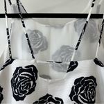 Cooper and Ella  Black & White Rose Floral Pattern Double Strap Blouse, Size M Photo 4