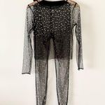 Amazon  Sheer Long Sleeve Top and Pant Set Black with Pearl Detail - Size M Photo 0