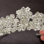 Lot Of 2 Women’s Silver Tone Hair Accessories Beaded Tiara Rhinestone Headband Photo 5