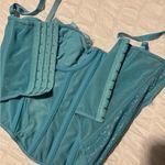 Chic Teal Lace Bustier Blue Photo 1