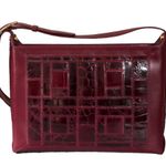 Vintage Authentic Burgundy Croc Shoulder Bag Red Photo 1