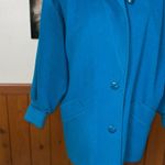 Beautiful Vintage 1980s Portrait Wool Coat! Blue Size 10 Photo 3