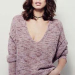 Free People  M Sweater Pullover Alpaca Mohair Blend V-Neck Purple Knit Long sleev Photo 0