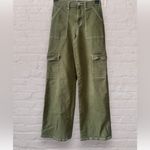 Forever 21 Honey Peach Twill Cargo Straight Leg Pants Cypress Green Sz XS Photo 3