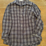 Amazing Lace  Charcoal Plaid Button-Down Shirt Romper. Built in Shorts Photo 0