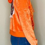 Fifi Collection Vintage Y2K  Orange Velour Logo Hooded Cardigan Photo 4