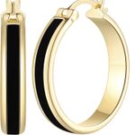 Hoop Earrings for Women 14K Gold Black and Gold Earrings Women’s Hoop Earrings, 30mm*6mm in Width Design Photo 0