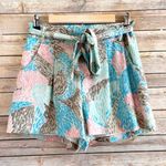 Annie Griffin Shorts Women’s Size 4 Blue Pink Silk Tie Belt Photo 0