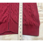 Ralph Lauren Sport Red Cable Knit Zip-Up Hoodie Sweater Womens XL Y2K Preppy Photo 8