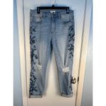 Driftwood  Gizelle Jeans Size 29 High Rise Cropped Floral Embroidered Distressed Photo 1