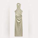 ZARA  BACKLESS HALTER MAXI DRESS WITH METALLIC GOLD THREAD AND SIDE RUCHING SZ SM Photo 5