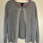 Lane Bryant Heather Gray cardigan Accent beaded front Photo 0