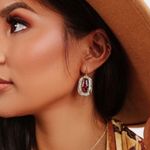 Kendra Scott Anna Gold Drop Earrings In Bronze Veined Maroon Jade Photo 0