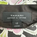 Elie Tahari Tahari Arthur S. Levine Pink Floral Silk Blend Dress Brown Trim [Size‎ 12] Photo 1