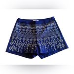 Lucy Paris  Navy Blue Cross Stitch Embroidered Shorts Sz L 42 poll on summer Photo 2