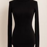 Willi Smith Michael Stars Black Long Sleeve Turtleneck Top One Size Made in USA Photo 0