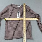 Noisy May  Crop Top Blouse L Womens Purple Flock Polka Dot Mesh Long Sleeve NWT Photo 2
