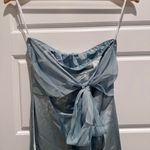 Lynn Lugo 100% Silk Blue Strapless Mini Slip Dress Size 6 Photo 2