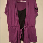 Mix & Co Purple Black Built In Tank Top Short Sleeve Cardigan Size 1X Photo 0