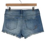 EXPRESS  Denim Shorts Womens 0 Medium Wash Two Tone Frayed Hem Retro Cowgirl Photo 2