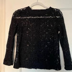 Banana Republic Black All Over Lace Back Button Down Crewneck Blouse XSmall Photo 0