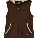 Kuhl  Alfpaca Fleece Hooded Vest Full Zip Size Medium Brown Photo 0