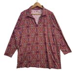 Lands' End 2X UPF 50 Top Swim Coverup 1/4 Zip Mosaic Print Rash Guard Sun Protect Photo 0