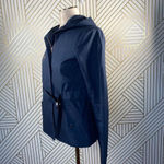 Theory  Olia Hooded Belted Jacket‎ in Navy Blue Photo 4