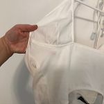 Pretty Little Thing NEW NWT Woven Cross Front Cutout Stirrup Hem Top Cream Ivory 8 Photo 7