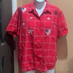 Lemon grass red plaid button up shirt short sleeve Size XL Photo 2