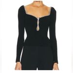 Self Portrait Knit Diamante Top S Black Photo 3