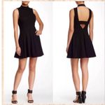 Free People  Black Layla Fit Flare Cut Out Back Cha Cha Ponte Dress‎ Medium Photo 1