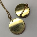 Matching Kitty Cat Gold Tone Pendant Necklace And Brooch Set Photo 10