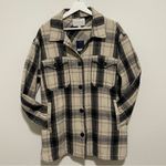 Lucky Brand NWT Women's Beige and Black Buffalo Plaid Oversized Shirt Jacket M Photo 11
