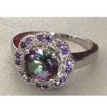 Mystic New Rainbow Topaz & Amethyst 925Ring Size 7 Photo 3