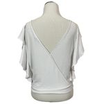 ZARA  Ruffle Sleeve Cropped Top - White - Small Photo 2