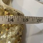 Kate Kasin Bright Gold Sequin Maxi Gown XS Elegant Formal Evening Dress Deep V Photo 11
