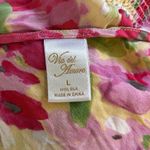 Via del Amore Size L 100% Silk Floral Slip Dress Nightgown Smocked Yellow Size L Photo 2