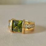 Ecco Green Square Stone Thick Signet Band Ring Jade Olive Sage Earthy Classic Jewelry Photo 3