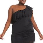 Cacique NWT  Swim No Wire Relaxed Laser Cut One Shoulder Black Tankini 18 Photo 0