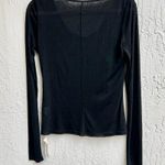 NWT Woodrose Deli Long Sleeve Scoop Neck Rruched Ballet Top Black Women's Size S Photo 7