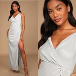 Lulus New Women Party Prom Grey Metallic Faux Photo 3