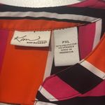 Elementz Kim Roger Petite Blouse with Adjustable Sleeves Red Orange Black Stripe Size PXL Photo 5