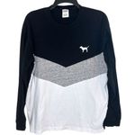 PINK - Victoria's Secret PINK Victoria’s Secret Black White Colorblock Ling Sleeve Tee Size Medium Photo 0
