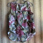 Tahari  100% Linen Top Button Down Shirt Womens Floral Short Sleeved Size M Photo 3