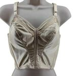 Vintage Fit n Slim Custom Maid Longline Bra 34B Ivory Pinup Rockbilly Tan Size undefined Photo 0