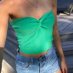 Boutique Green Knitted Twist Tube Top Size Small  Photo 0