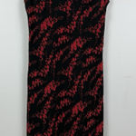 Jones New York Vtg 90s Jones New York Midi Dress Sz 8 Black Red Floral Y2K Rayon Fairy Goth Photo 0