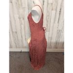 Spellbound NYC Boho Maxi Dress XL Brown Embroidered Button Front Rayon Pink Photo 2