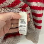 Obey Wool Alpaca Brown Red Stripe Knit Crewneck Sweater Denim Elbow Patch M Photo 5